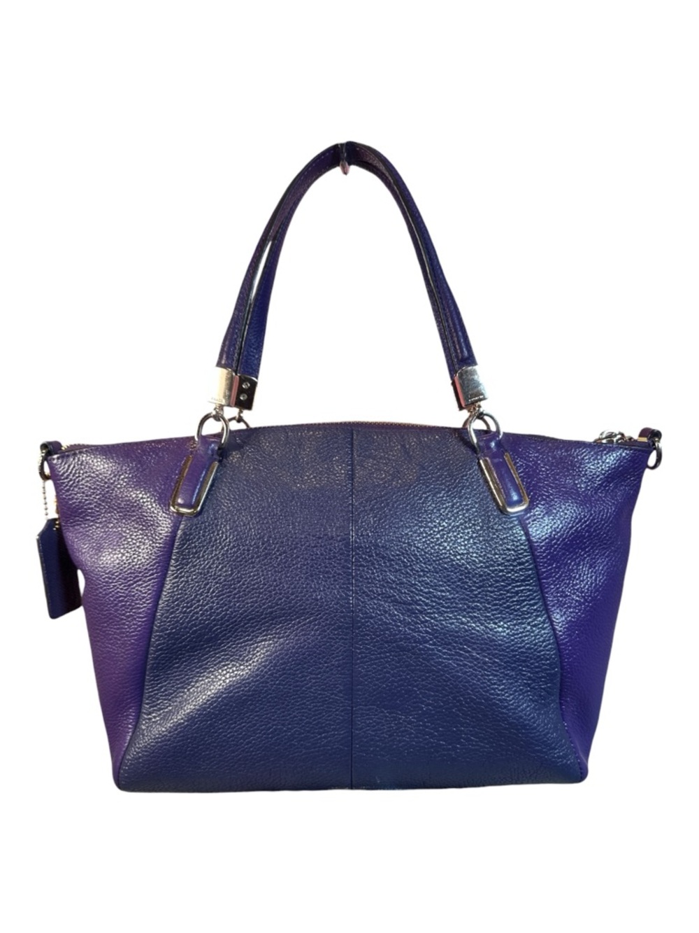 COACH Like New Kelsey Two Toned Blue & Purple Pebbled Leather Satchel - Picture 3 of 15